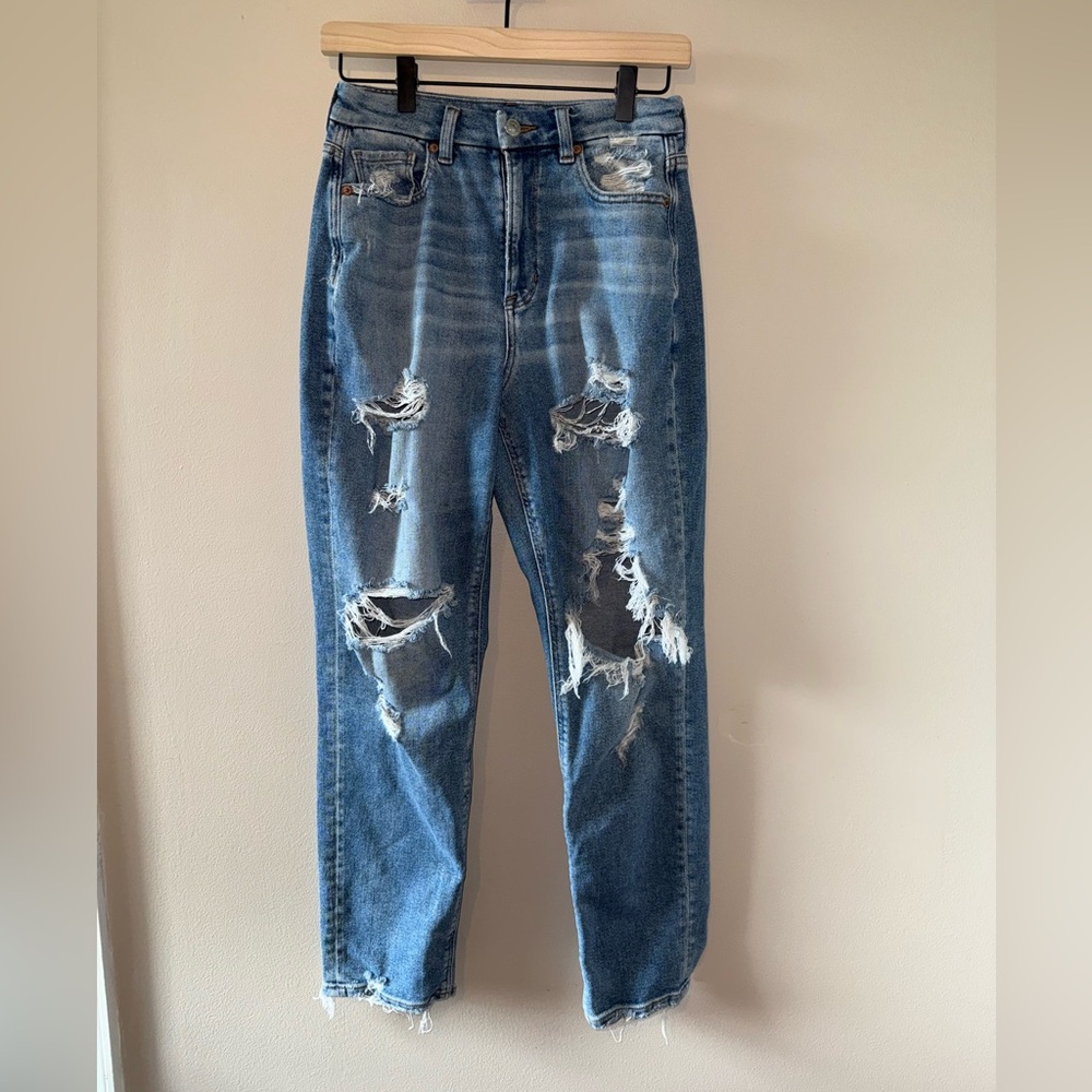 American Eagle Outfitters Ripped Blue Boyfriend Jeans